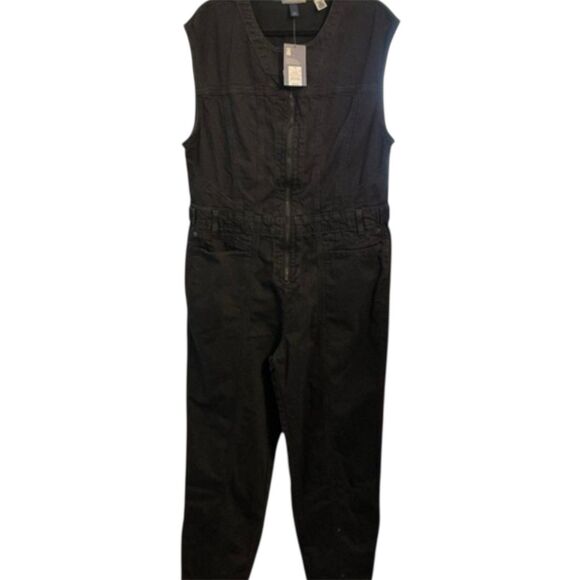 Universal Thread Tailored Denim Jumpsuit Womens Plus Sz 24 Black Zip Front New - Picture 1 of 7